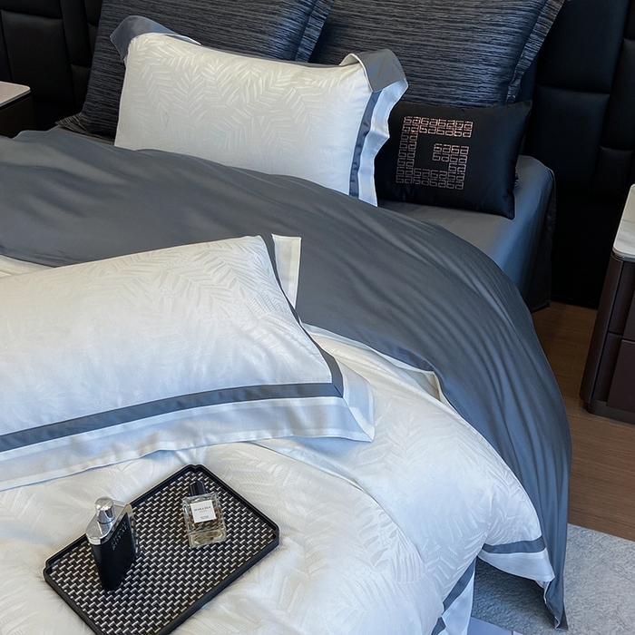 91家纺网 家纺一手货源 找家纺 （总）若未家居 LOVEWE HOUSE 2026新款双拼角提花兰精天丝棉四件套-叶澜（ 控价券后不低于398）