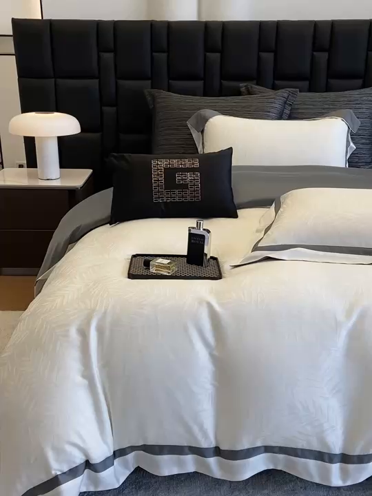 91家纺网 家纺一手货源 找家纺 （总）若未家居 LOVEWE HOUSE 2026新款双拼角提花兰精天丝棉四件套-叶澜（ 控价券后不低于398）