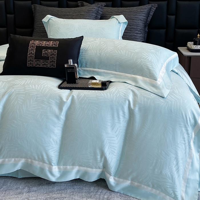 91家纺网 家纺一手货源 找家纺 若未家居 LOVEWE HOUSE 2026新款双拼角提花兰精天丝棉四件套-叶澜（ 控价券后不低于398） 叶澜-西子兰