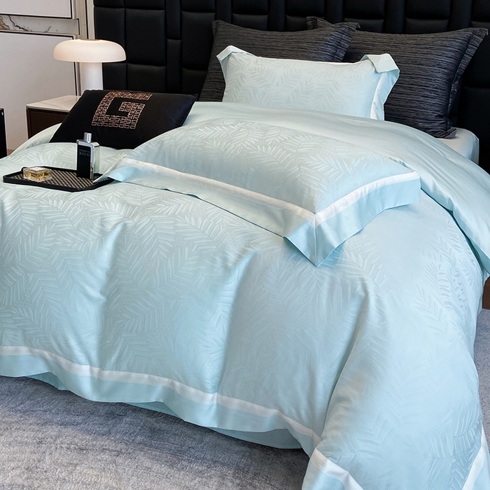 91家纺网 家纺一手货源 找家纺 若未家居 LOVEWE HOUSE 2026新款双拼角提花兰精天丝棉四件套-叶澜（ 控价券后不低于398） 叶澜-西子兰