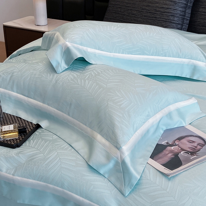 91家纺网 家纺一手货源 找家纺 若未家居 LOVEWE HOUSE 2026新款双拼角提花兰精天丝棉四件套-叶澜（ 控价券后不低于398） 叶澜-西子兰