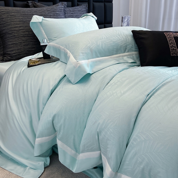 91家纺网 家纺一手货源 找家纺 若未家居 LOVEWE HOUSE 2026新款双拼角提花兰精天丝棉四件套-叶澜（ 控价券后不低于398） 叶澜-西子兰