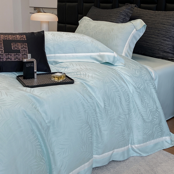 91家纺网 家纺一手货源 找家纺 若未家居 LOVEWE HOUSE 2026新款双拼角提花兰精天丝棉四件套-叶澜（ 控价券后不低于398） 叶澜-西子兰