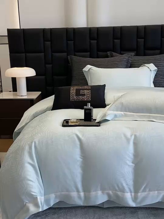 91家纺网 家纺一手货源 找家纺 若未家居 LOVEWE HOUSE 2026新款双拼角提花兰精天丝棉四件套-叶澜（ 控价券后不低于398） 叶澜-西子兰