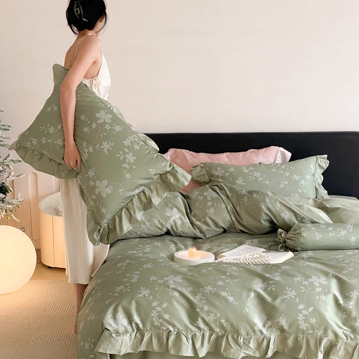 91家纺网 家纺一手货源 找家纺 （总）若未家居 LOVEWE HOUSE 2026春夏新品AB版100支法式全棉数码印花四件套-弥の野（券后控价不低于398）