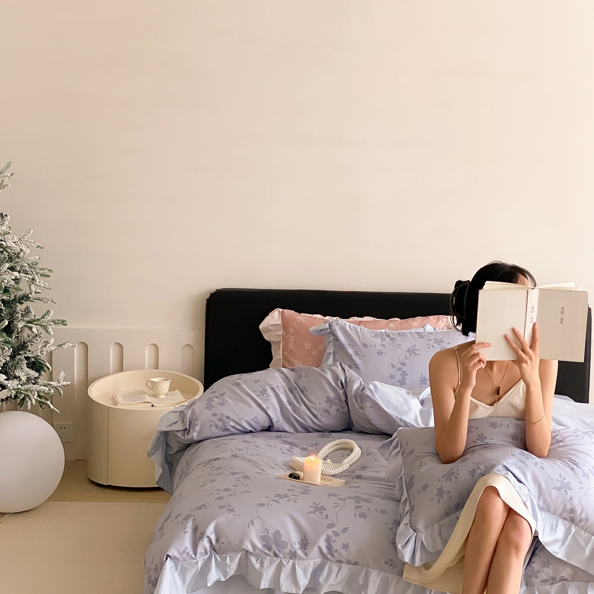 91家纺网 家纺一手货源 找家纺 若未家居 LOVEWE HOUSE 2026春夏新品AB版100支法式全棉数码印花四件套-弥の野（券后控价不低于398） 弥の野-蓝