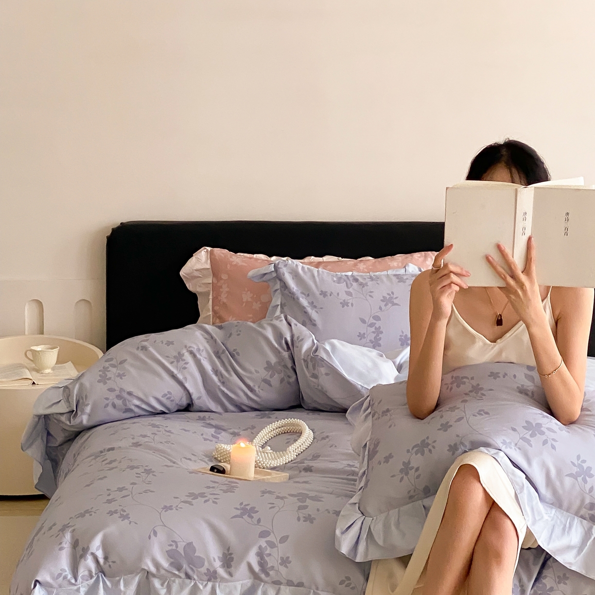 91家纺网 家纺一手货源 找家纺 若未家居 LOVEWE HOUSE 2026春夏新品AB版100支法式全棉数码印花四件套-弥の野（券后控价不低于398） 弥の野-蓝