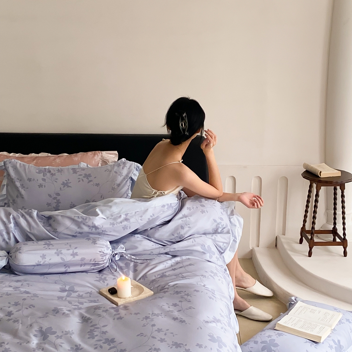 91家纺网 家纺一手货源 找家纺 若未家居 LOVEWE HOUSE 2026春夏新品AB版100支法式全棉数码印花四件套-弥の野（券后控价不低于398） 弥の野-蓝