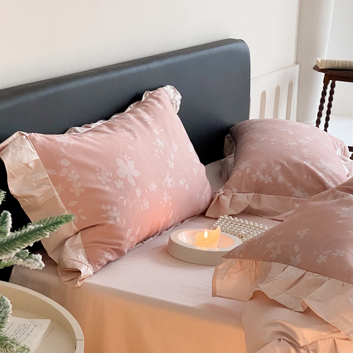 91家纺网 家纺一手货源 找家纺 若未家居 LOVEWE HOUSE 2026春夏新品AB版100支法式全棉数码印花四件套-弥の野（券后控价不低于398） 弥の野-粉