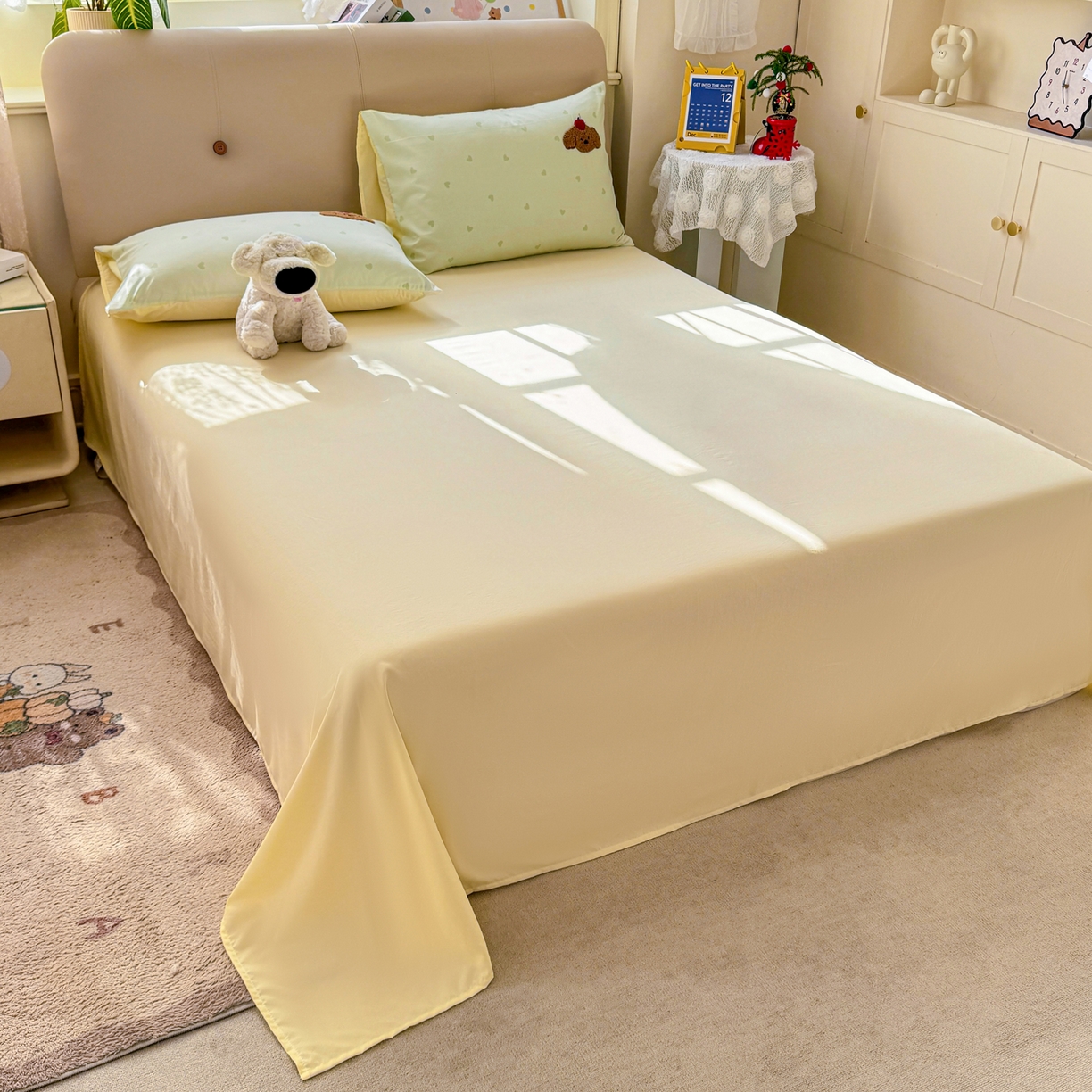 91家纺网 家纺一手货源 找家纺 曲之慕 2026新款直播爆款混搭风毛巾绣四件套学生韩版三件套 伙伴狗