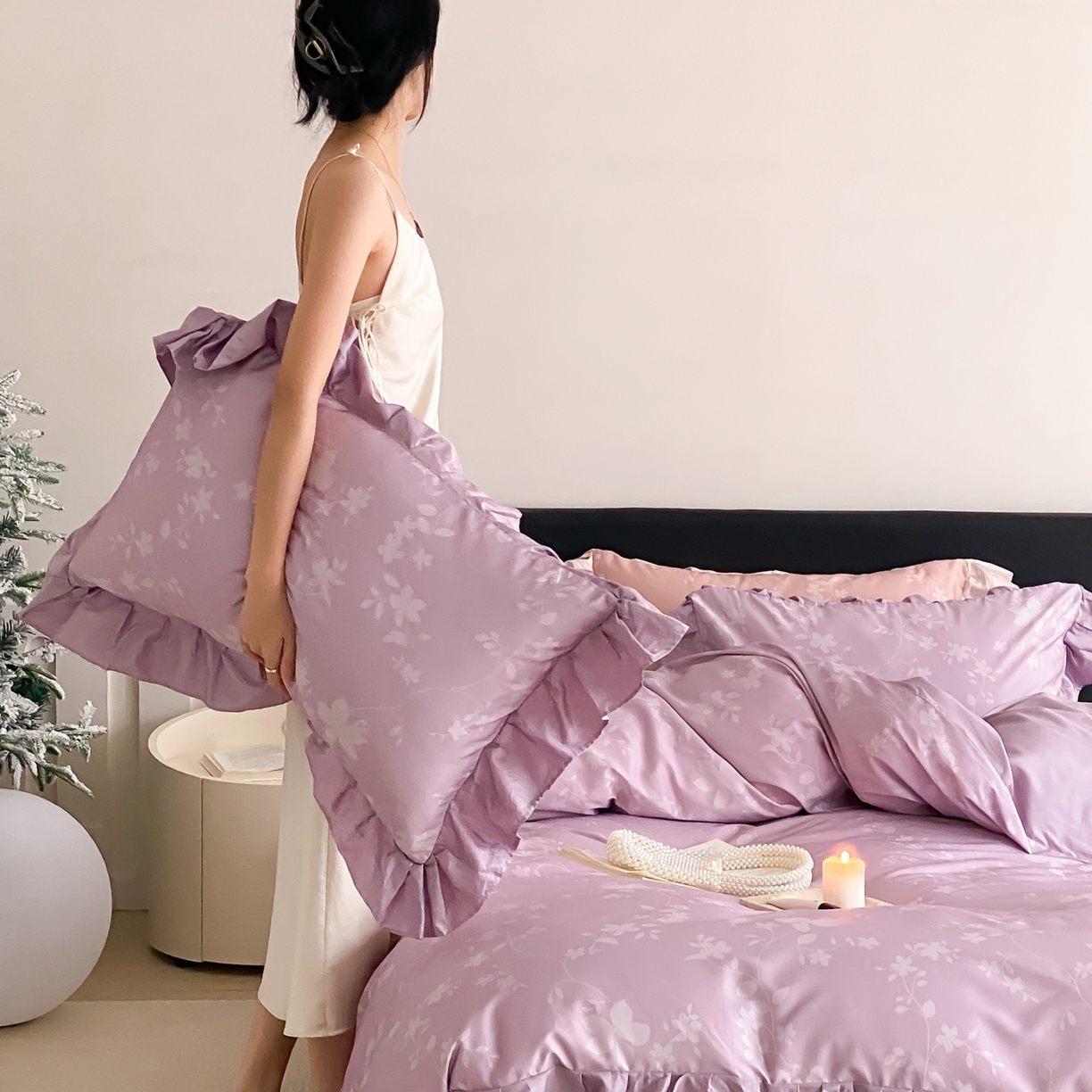 91家纺网 家纺一手货源 找家纺 （总）若未家居 LOVEWE HOUSE 2026春夏新品AB版100支法式全棉数码印花四件套-弥の野（券后控价不低于398）