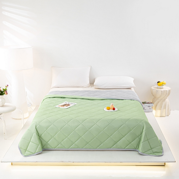 91家纺网 家纺一手货源 找家纺 憨豆家纺 2026新款凉感丝夏被冰淇淋纯色夏凉被空调被夏季薄被子直播外贸跨境爆款 果绿