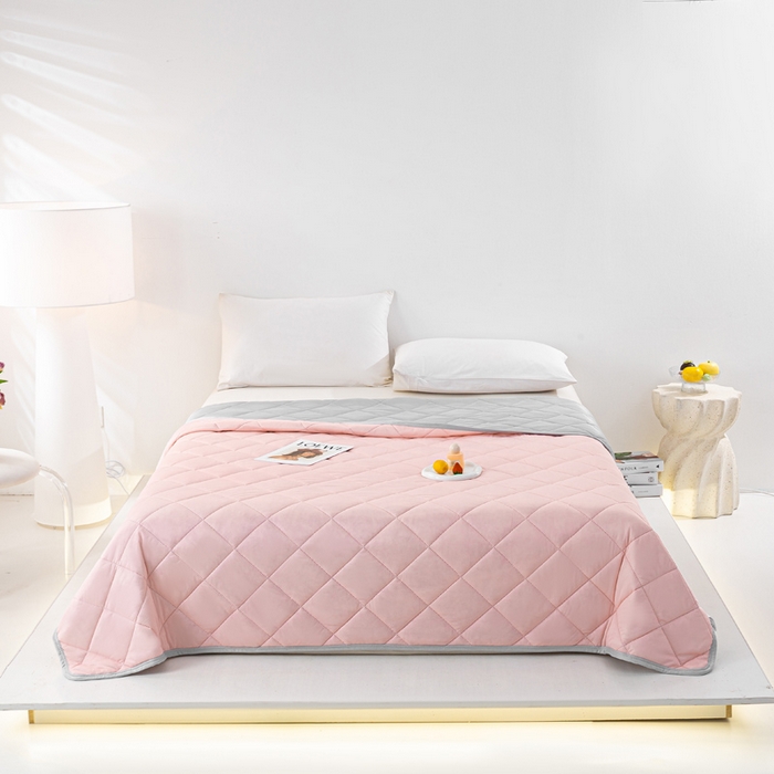 91家纺网 家纺一手货源 找家纺 憨豆家纺 2026新款凉感丝夏被冰淇淋纯色夏凉被空调被夏季薄被子直播外贸跨境爆款 樱花粉