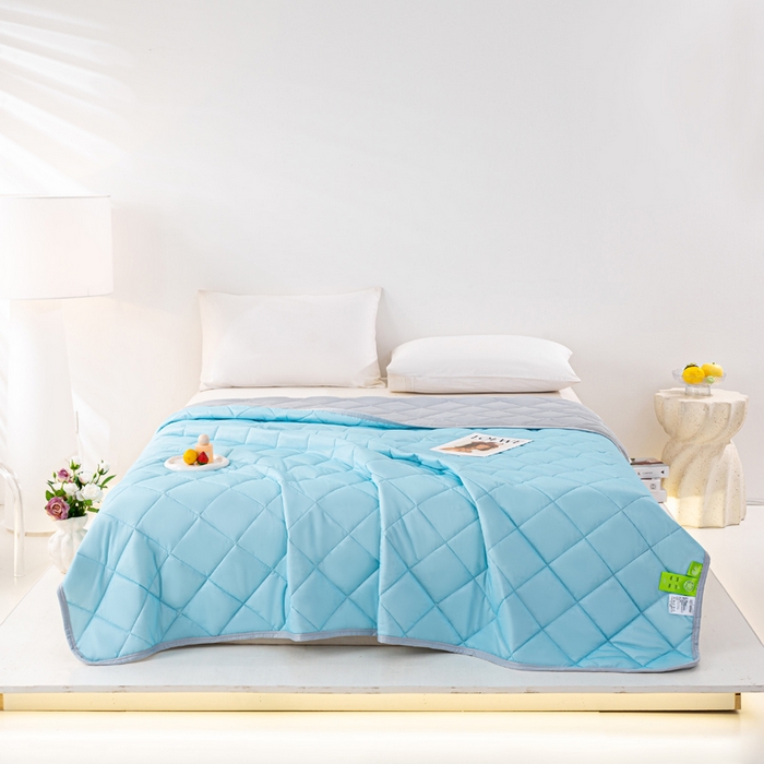 91家纺网 家纺一手货源 找家纺 憨豆家纺 2026新款凉感丝夏被冰淇淋纯色夏凉被空调被夏季薄被子直播外贸跨境爆款 冰川蓝