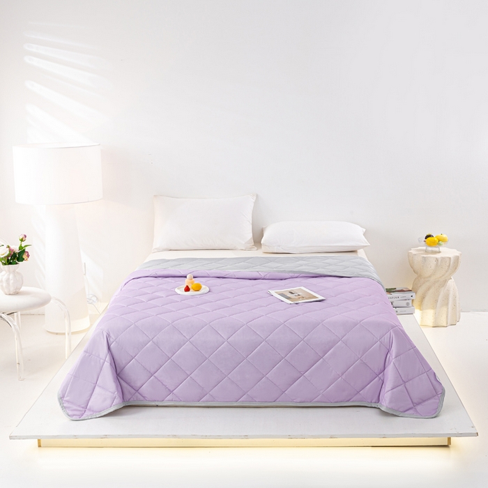 91家纺网 家纺一手货源 找家纺 憨豆家纺 2026新款凉感丝夏被冰淇淋纯色夏凉被空调被夏季薄被子直播外贸跨境爆款 活力紫