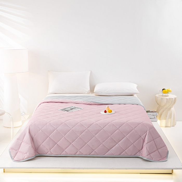 91家纺网 家纺一手货源 找家纺 憨豆家纺 2026新款凉感丝夏被冰淇淋纯色夏凉被空调被夏季薄被子直播外贸跨境爆款 胭脂粉