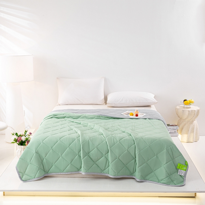 91家纺网 家纺一手货源 找家纺 憨豆家纺 2026新款凉感丝夏被冰淇淋纯色夏凉被空调被夏季薄被子直播外贸跨境爆款 薄荷绿