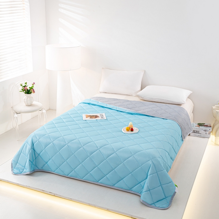 91家纺网 家纺一手货源 找家纺 憨豆家纺 2026新款凉感丝夏被冰淇淋纯色夏凉被空调被夏季薄被子直播外贸跨境爆款 冰川蓝