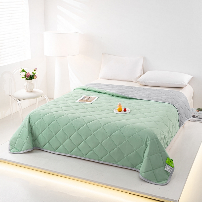 91家纺网 家纺一手货源 找家纺 憨豆家纺 2026新款凉感丝夏被冰淇淋纯色夏凉被空调被夏季薄被子直播外贸跨境爆款 薄荷绿