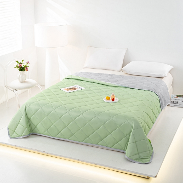 91家纺网 家纺一手货源 找家纺 憨豆家纺 2026新款凉感丝夏被冰淇淋纯色夏凉被空调被夏季薄被子直播外贸跨境爆款 果绿