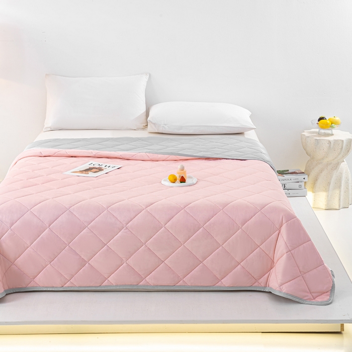 91家纺网 家纺一手货源 找家纺 憨豆家纺 2026新款凉感丝夏被冰淇淋纯色夏凉被空调被夏季薄被子直播外贸跨境爆款 樱花粉