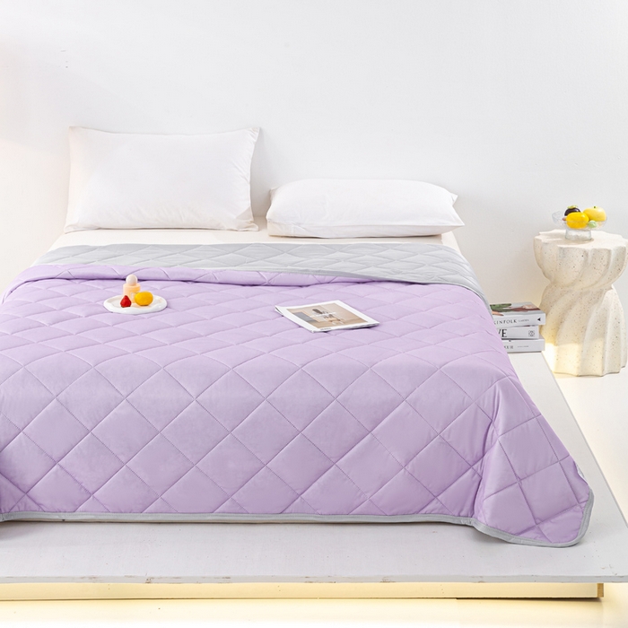 91家纺网 家纺一手货源 找家纺 憨豆家纺 2026新款凉感丝夏被冰淇淋纯色夏凉被空调被夏季薄被子直播外贸跨境爆款 活力紫