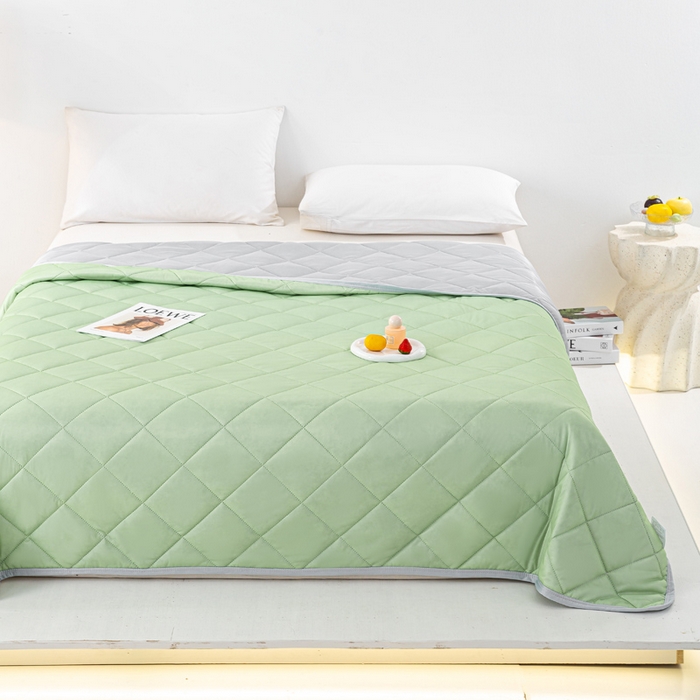 91家纺网 家纺一手货源 找家纺 憨豆家纺 2026新款凉感丝夏被冰淇淋纯色夏凉被空调被夏季薄被子直播外贸跨境爆款 果绿