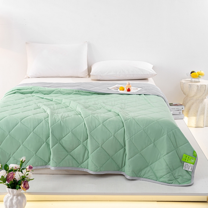 91家纺网 家纺一手货源 找家纺 憨豆家纺 2026新款凉感丝夏被冰淇淋纯色夏凉被空调被夏季薄被子直播外贸跨境爆款 薄荷绿