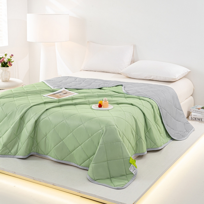 91家纺网 家纺一手货源 找家纺 憨豆家纺 2026新款凉感丝夏被冰淇淋纯色夏凉被空调被夏季薄被子直播外贸跨境爆款 果绿