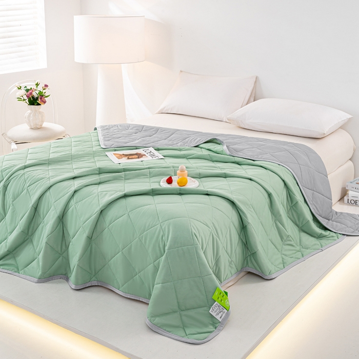 91家纺网 家纺一手货源 找家纺 憨豆家纺 2026新款凉感丝夏被冰淇淋纯色夏凉被空调被夏季薄被子直播外贸跨境爆款 薄荷绿