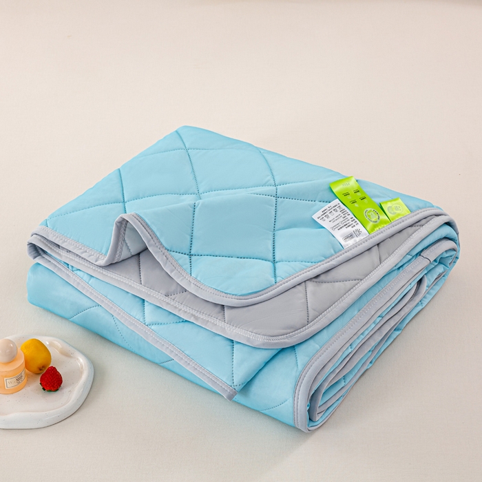 91家纺网 家纺一手货源 找家纺 憨豆家纺 2026新款凉感丝夏被冰淇淋纯色夏凉被空调被夏季薄被子直播外贸跨境爆款 冰川蓝