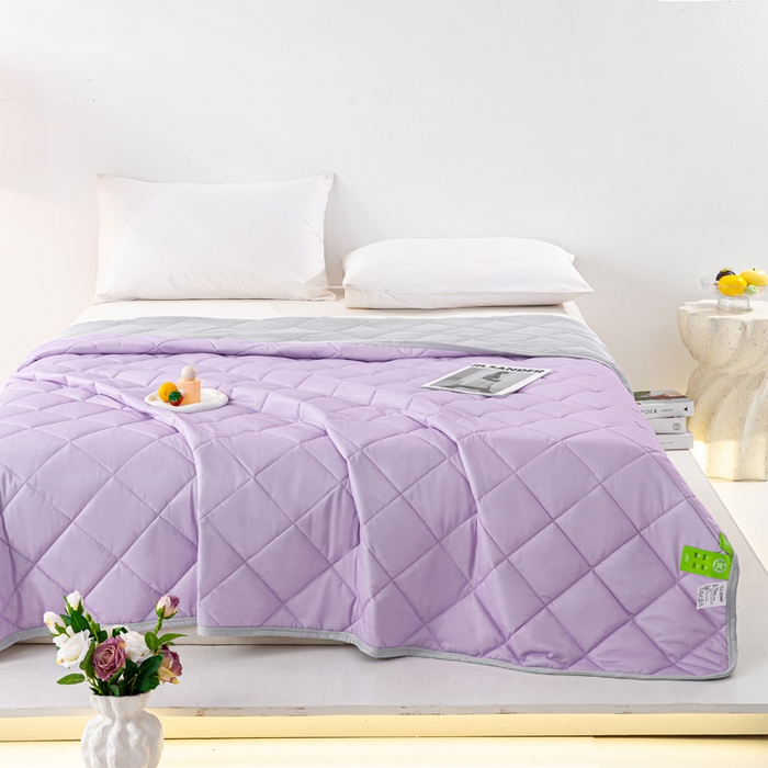 91家纺网 家纺一手货源 找家纺 憨豆家纺 2026新款凉感丝夏被冰淇淋纯色夏凉被空调被夏季薄被子直播外贸跨境爆款 活力紫