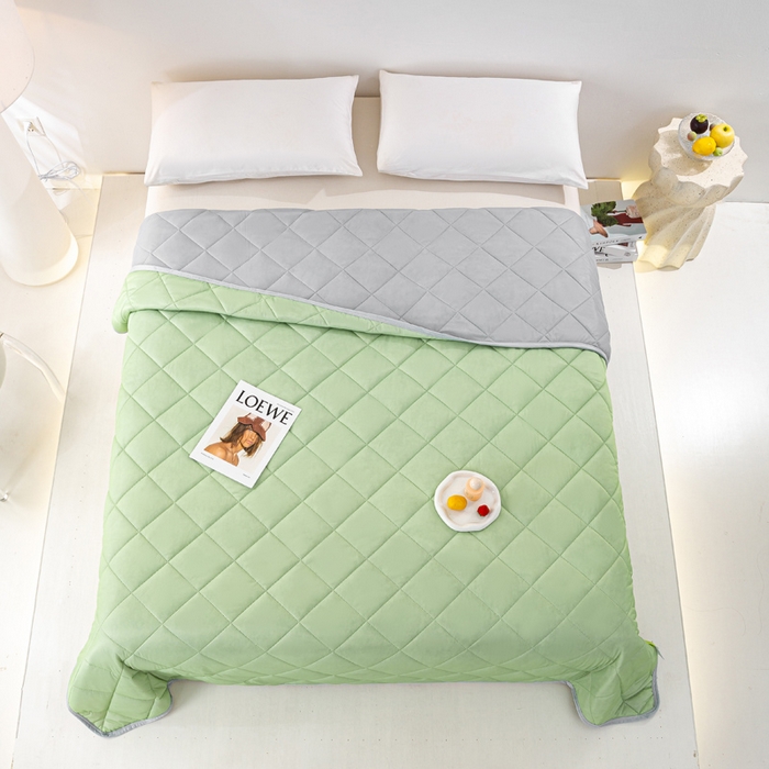 91家纺网 家纺一手货源 找家纺 憨豆家纺 2026新款凉感丝夏被冰淇淋纯色夏凉被空调被夏季薄被子直播外贸跨境爆款 果绿