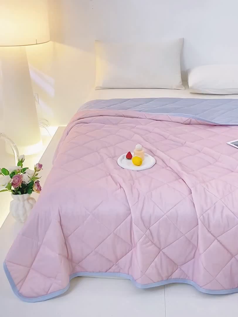 91家纺网 家纺一手货源 找家纺 憨豆家纺 2026新款凉感丝夏被冰淇淋纯色夏凉被空调被夏季薄被子直播外贸跨境爆款 胭脂粉