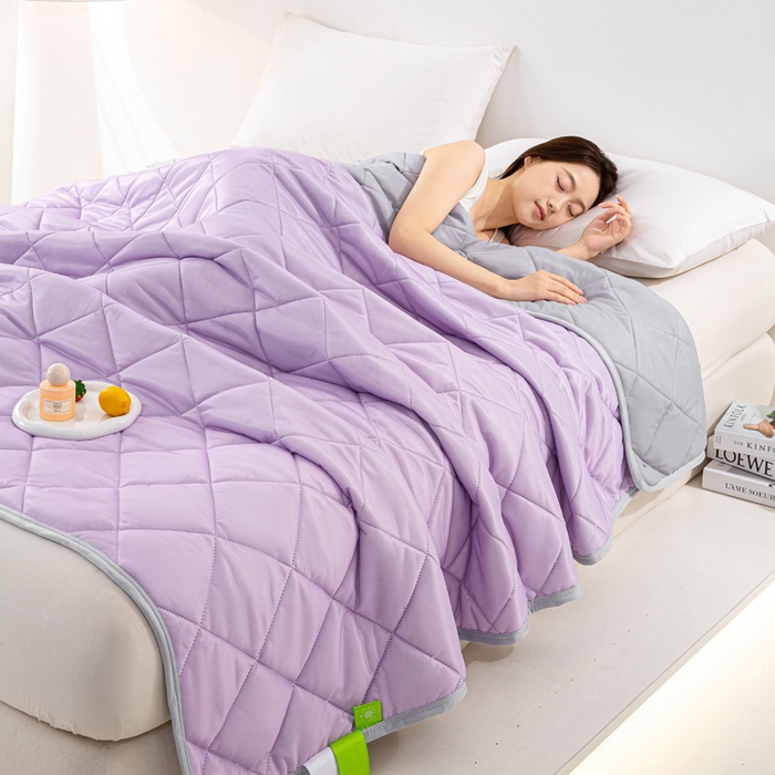 憨豆家纺 2026新款凉感丝夏被冰淇淋纯色夏凉被空调被夏季薄被子直播外贸跨境爆款 活力紫