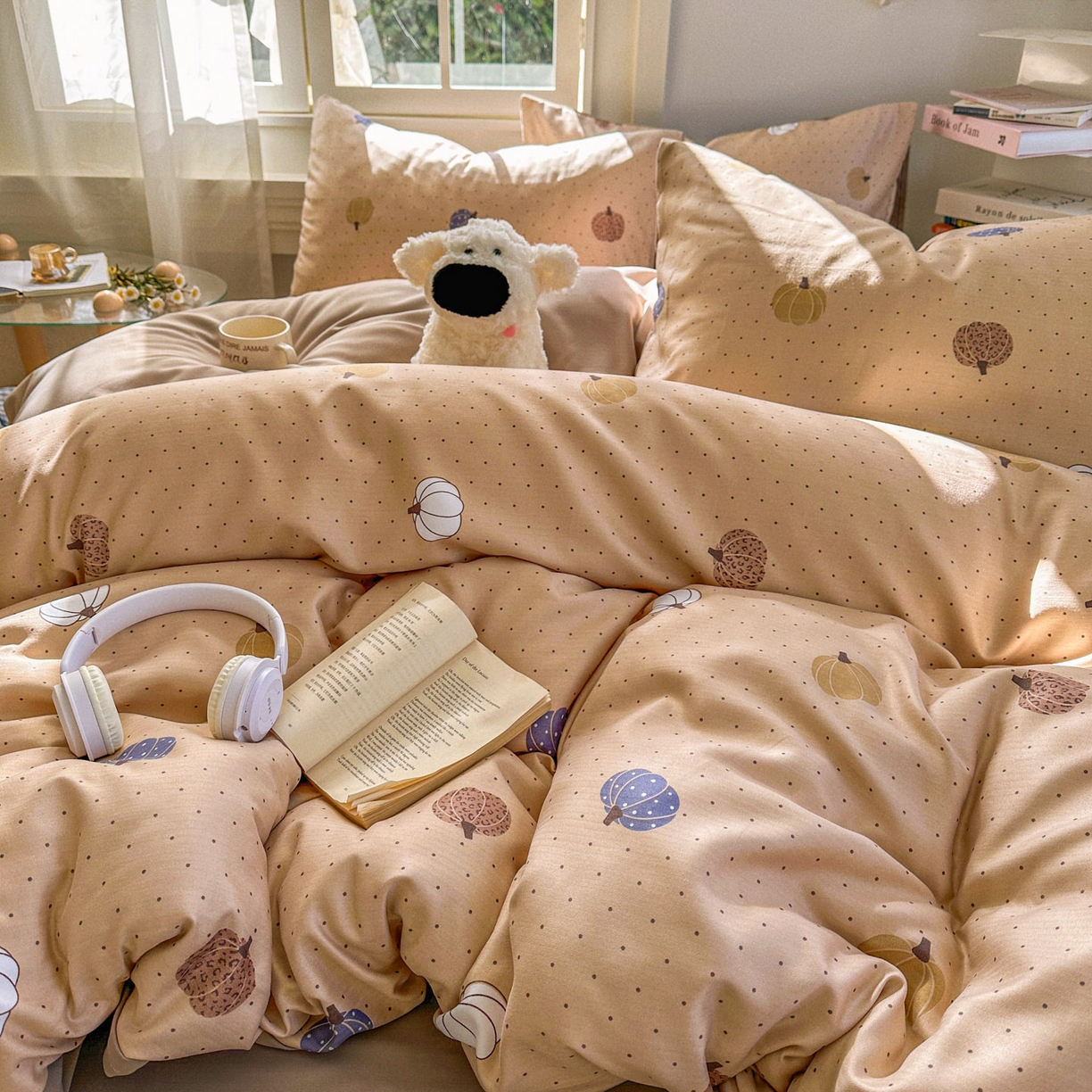 91家纺网 家纺一手货源 找家纺 水木坊 2026新款130克高克重人字纹提花四件套 小南瓜