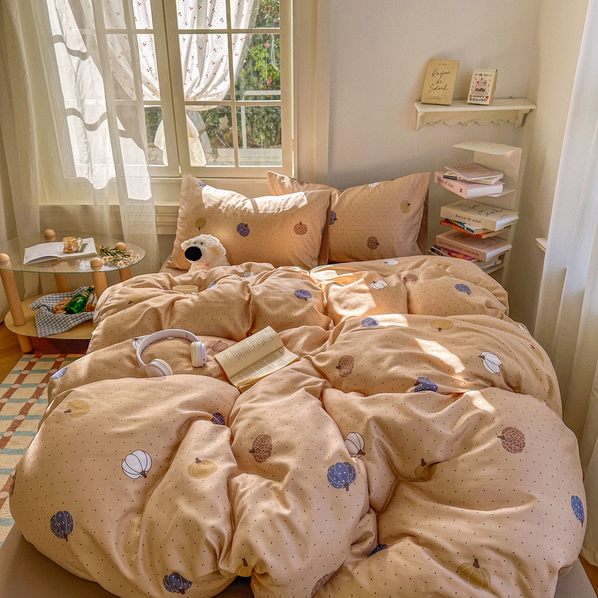 91家纺网 家纺一手货源 找家纺 水木坊 2026新款130克高克重人字纹提花四件套 小南瓜