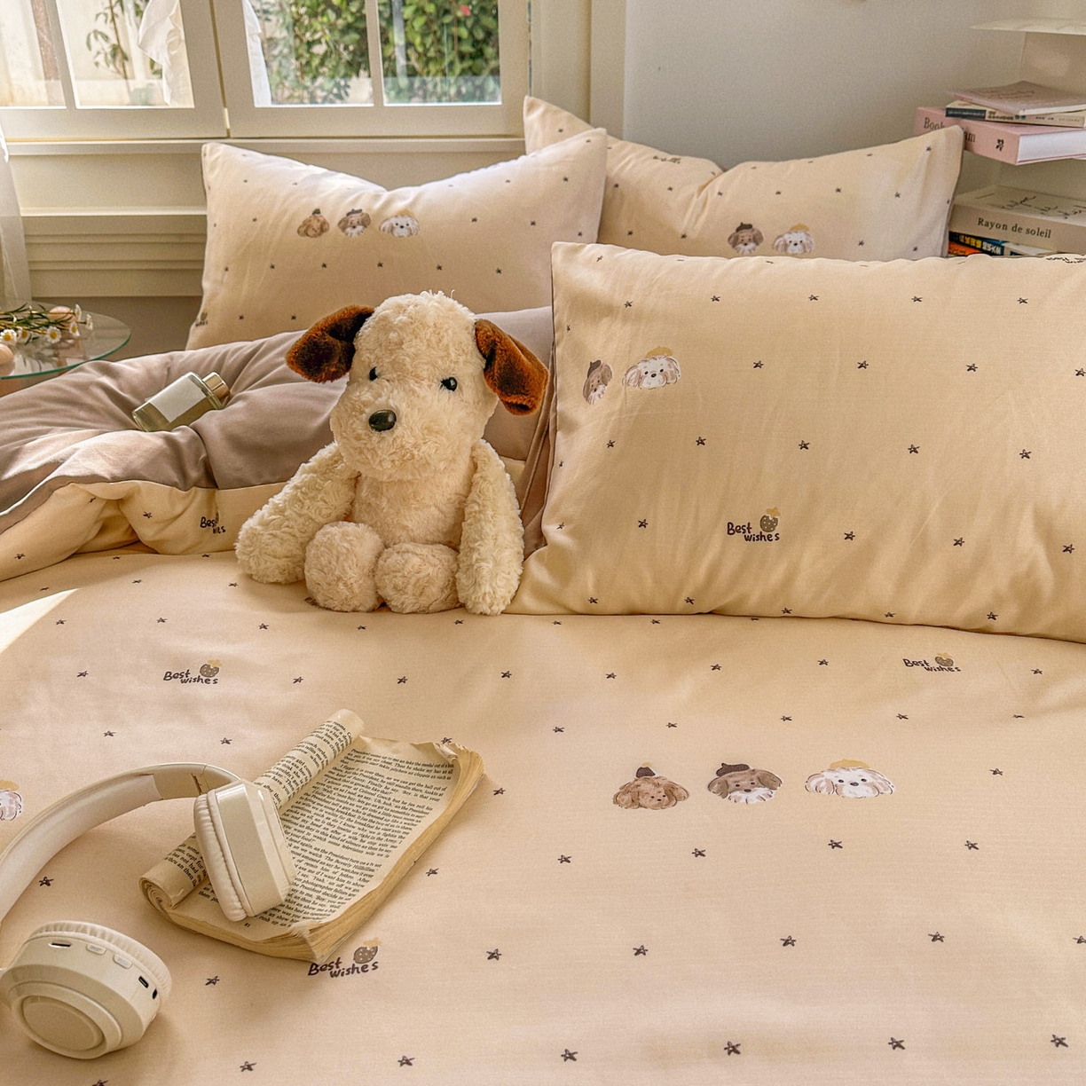 91家纺网 家纺一手货源 找家纺 水木坊 2026新款130克高克重人字纹提花四件套 宠物狗