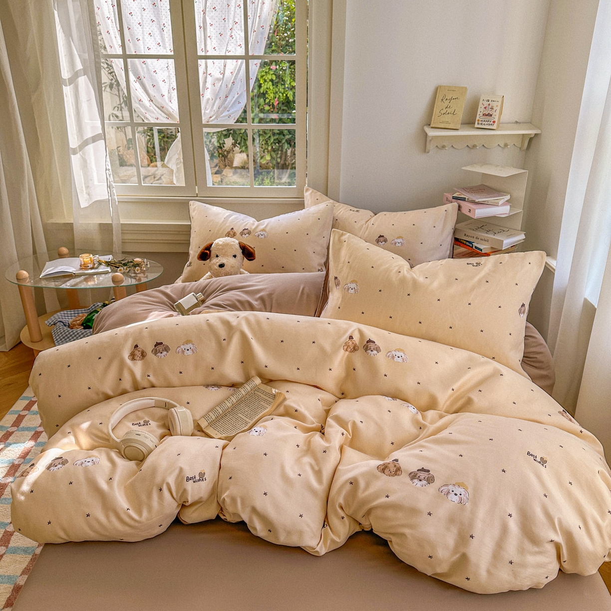 91家纺网 家纺一手货源 找家纺 水木坊 2026新款130克高克重人字纹提花四件套 宠物狗