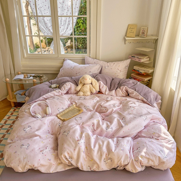 水木坊 2026新款130克高克重人字纹提花四件套 独角兽