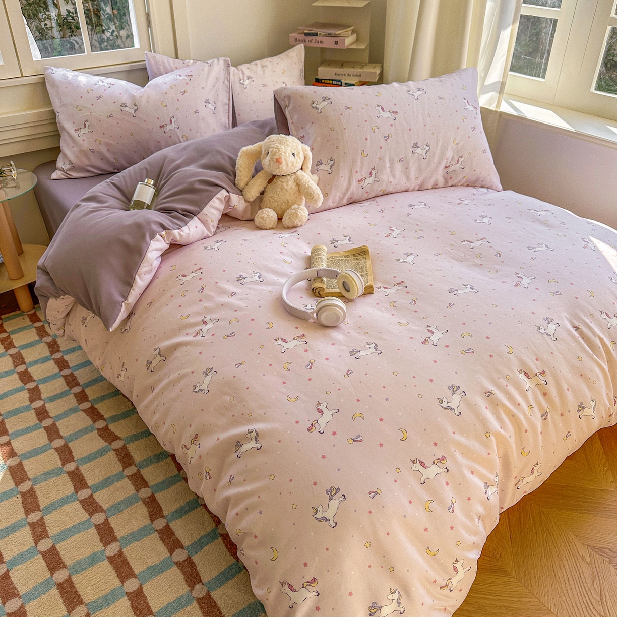 91家纺网 家纺一手货源 找家纺 水木坊 2026新款130克高克重人字纹提花四件套 独角兽