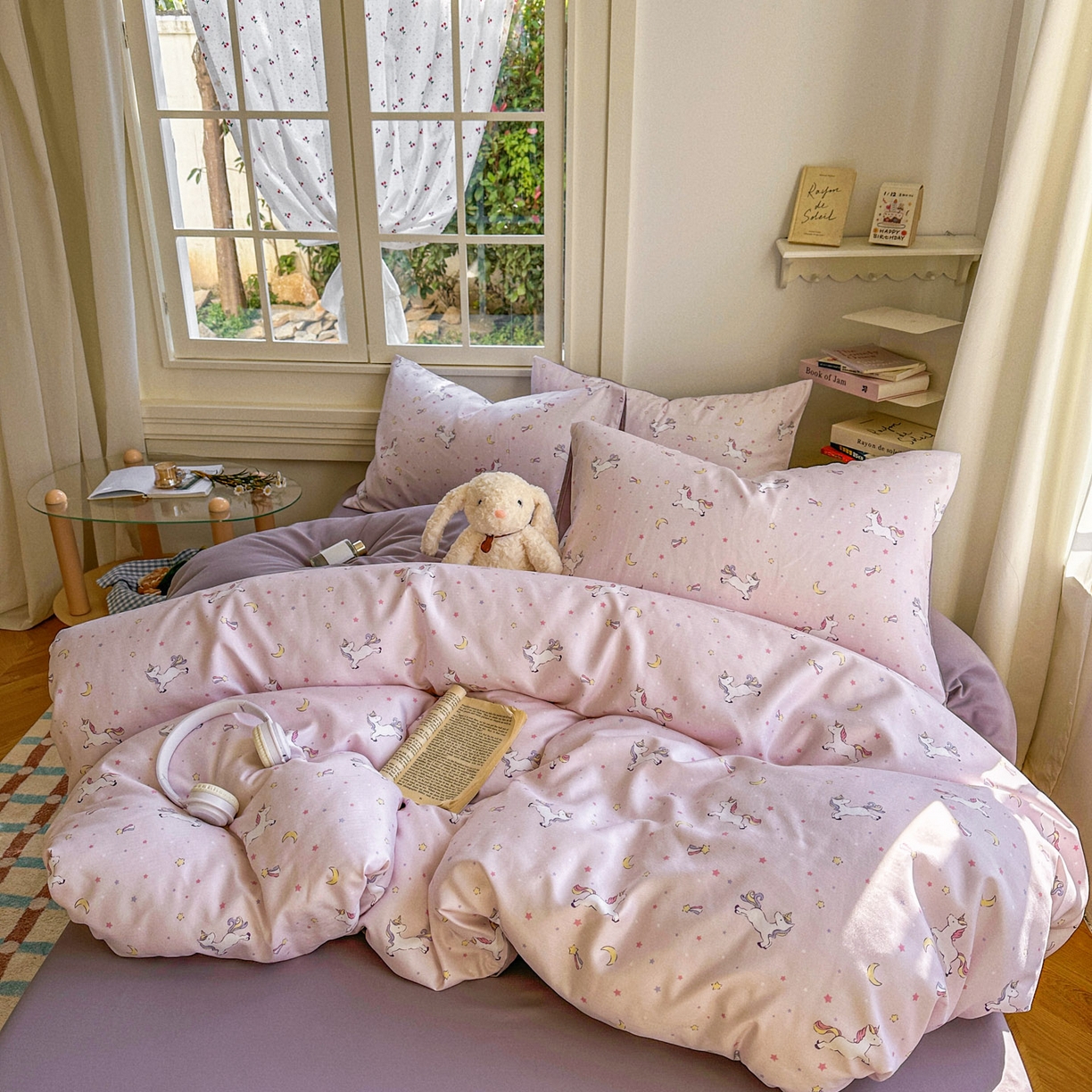 91家纺网 家纺一手货源 找家纺 水木坊 2026新款130克高克重人字纹提花四件套 独角兽