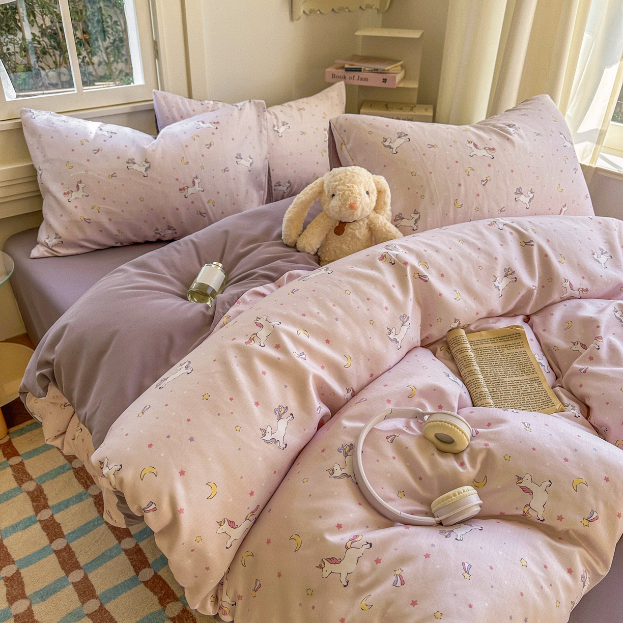 91家纺网 家纺一手货源 找家纺 水木坊 2026新款130克高克重人字纹提花四件套 独角兽