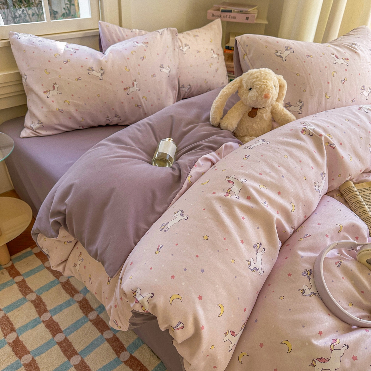 91家纺网 家纺一手货源 找家纺 水木坊 2026新款130克高克重人字纹提花四件套 独角兽