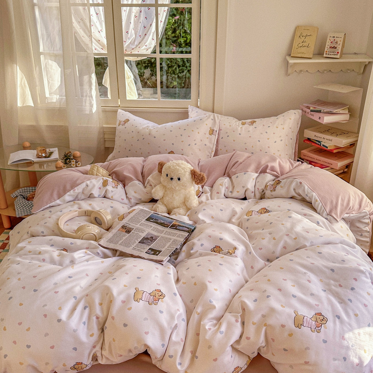 水木坊 2026新款130克高克重人字纹提花四件套 腊肠狗