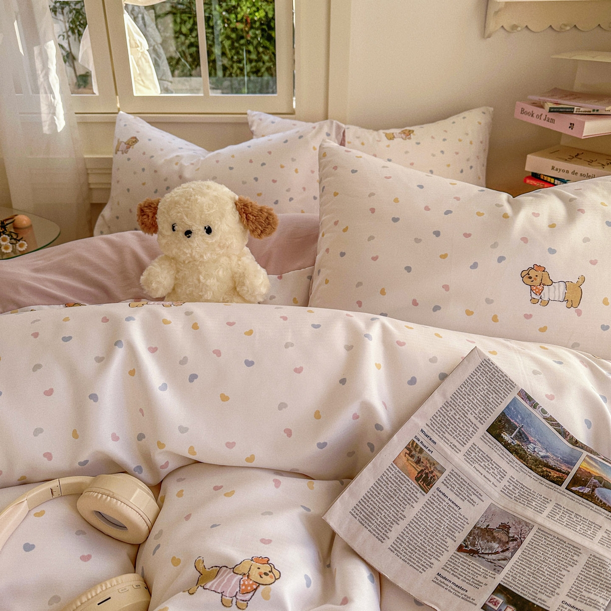 91家纺网 家纺一手货源 找家纺 水木坊 2026新款130克高克重人字纹提花四件套 腊肠狗