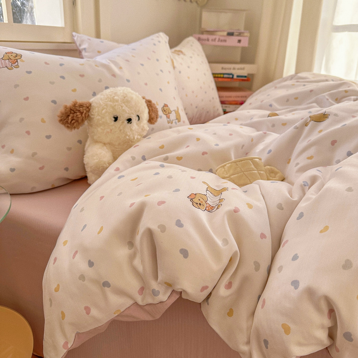 91家纺网 家纺一手货源 找家纺 水木坊 2026新款130克高克重人字纹提花四件套 腊肠狗