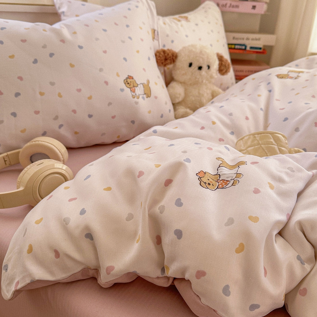 91家纺网 家纺一手货源 找家纺 水木坊 2026新款130克高克重人字纹提花四件套 腊肠狗