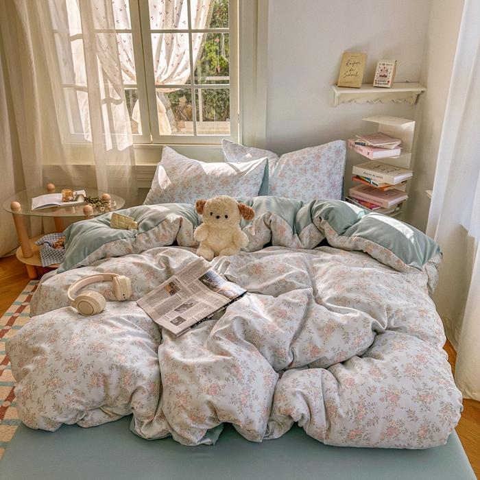 水木坊 2026新款130克高克重人字纹提花四件套 兰铃语