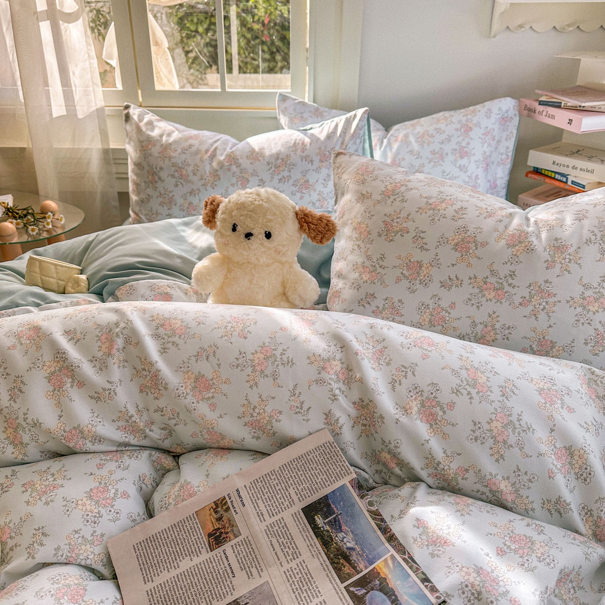 91家纺网 家纺一手货源 找家纺 水木坊 2026新款130克高克重人字纹提花四件套 兰铃语